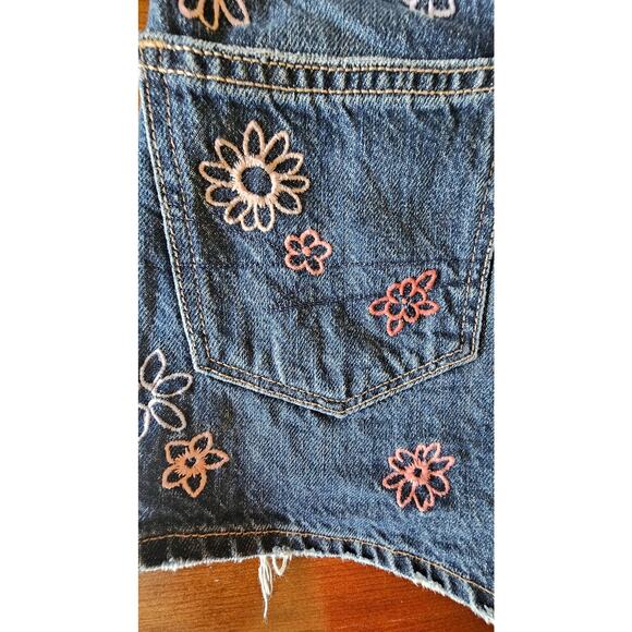 American Eagle Flower Power Denim Jean Cutoff Shorts, Sz 000, Y2K, Retro - Picture 4 of 9